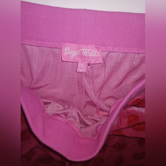 Sugar Thrillz Pink Heart Velvet Pant - Picture 3 of 4